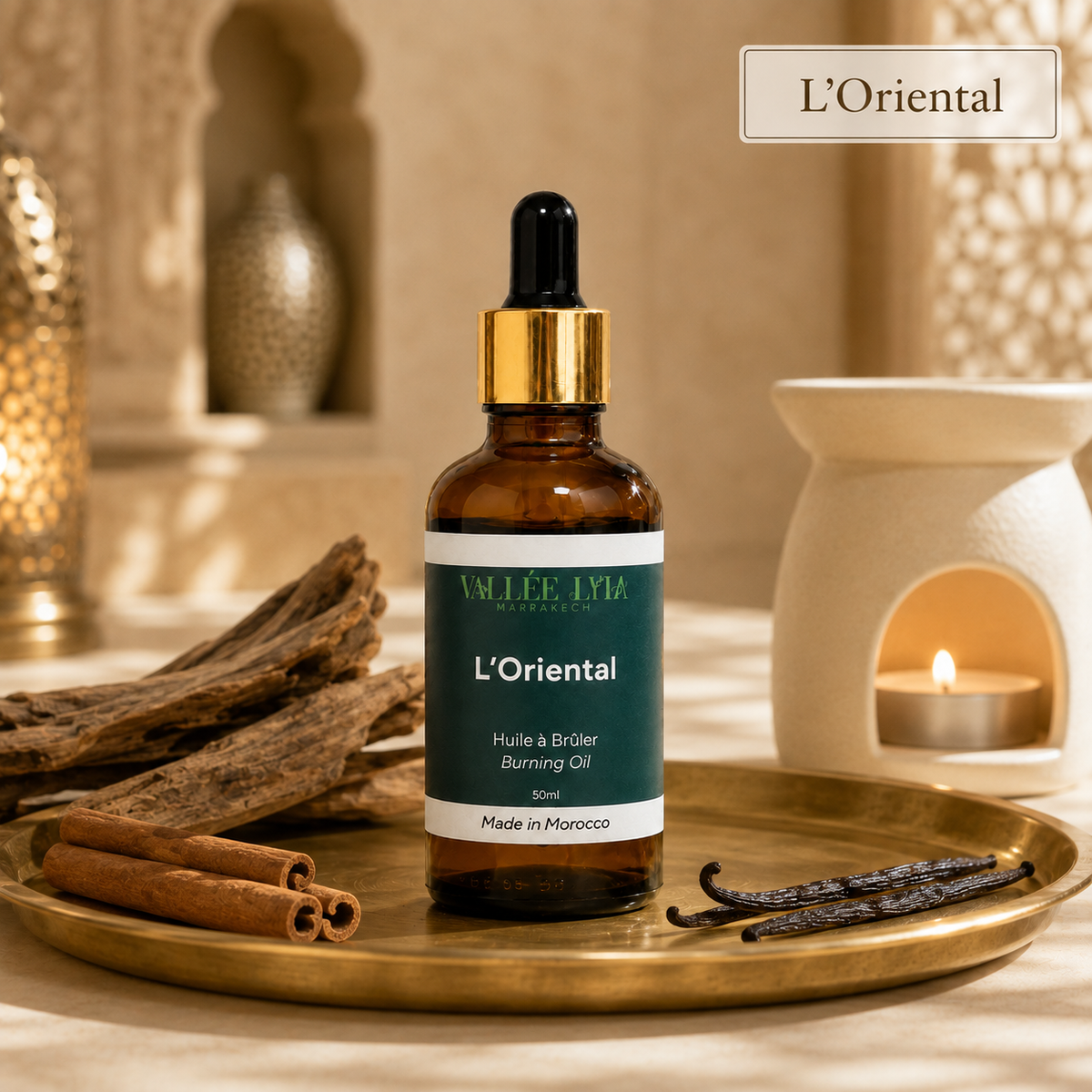 Huile à brûler L’Oriental Vallée Lyia — ambiance luxe